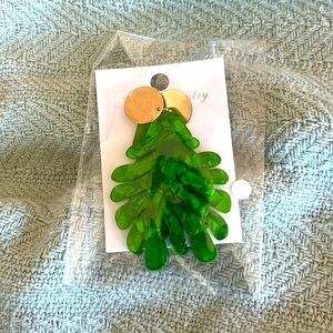 Acrylic monstera statement earrings - GREEN